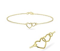 Gold Plated Dual Hearts Silver Bracelet BRS-42-GP